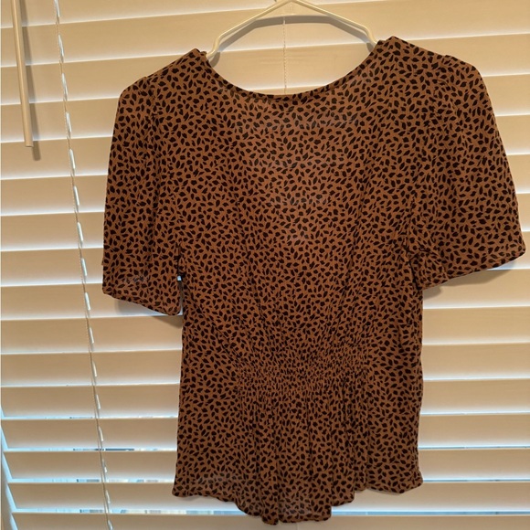 Abercrombie & Fitch Brown Dot Tie Front Blouse - Picture 5 of 6